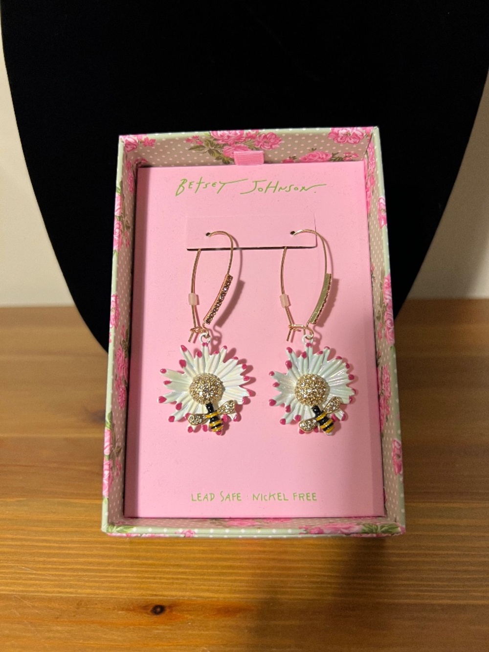 Betsey Johnson Flower and Bee Drop Earrings